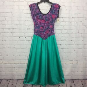 Vintage Nancy King Lingerie/Dress Size S Sheer Stretch Paisley Bodice Drop Waist